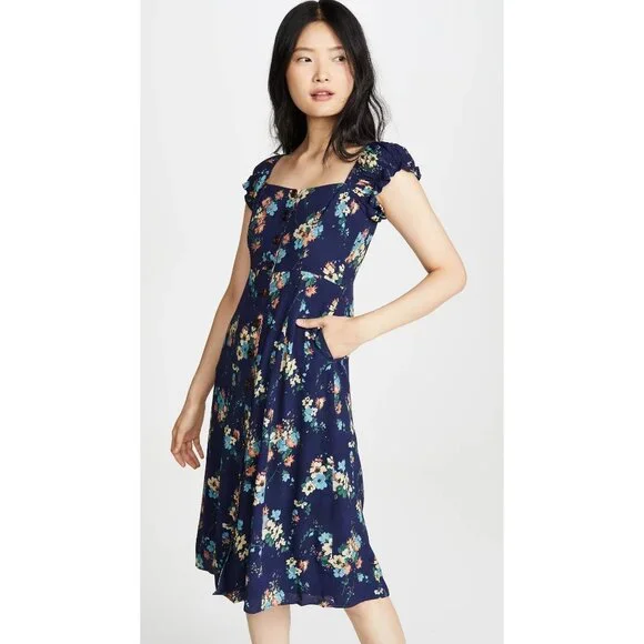 knee length dresses for ladies Camille Red Ruched Midi Dress with Flap Design Detail main image 0